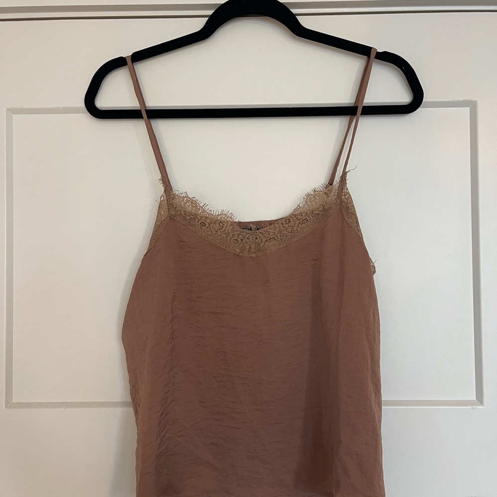 Wild Fable Lace Trim Brown Cami Top